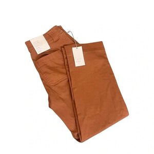 a new day Trousers - Trendy Cinnamon Brown- Stretch, High Rise Straight Crop